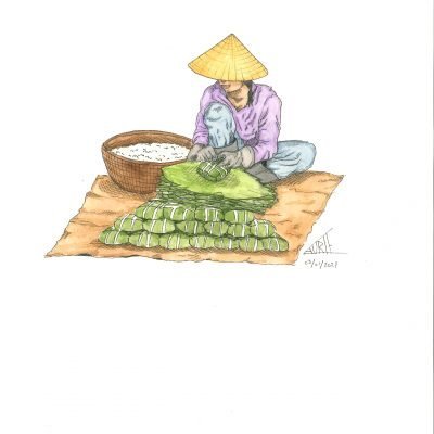 'Banh chung' Postcard by Laurie Draws