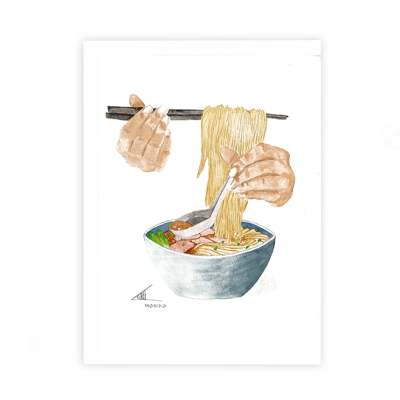 'Pho bowl' Postcard by Laurie Draws