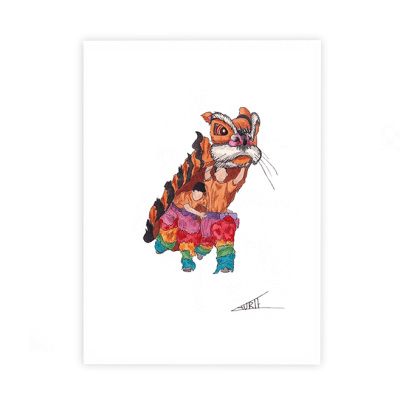 FRAMED 'Tiger dancers' Print by Laurie Draws