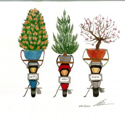 'Tet Trees' Card by Laurie Draws