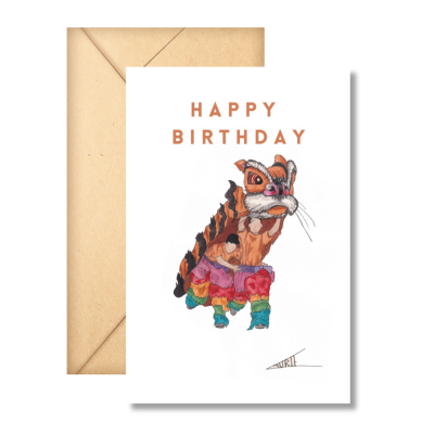 Laurie Draws - 'One Tiger Dancer' Happy Birthday Card