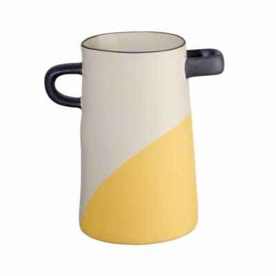 Bat Trang Short Two-Tone Ceramic Vase With Handle