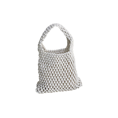 Mini Macrame Hand Bag in White