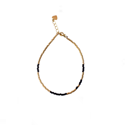 Humanity Hanoi Black & 24K Gold Plated Bead Bracelet