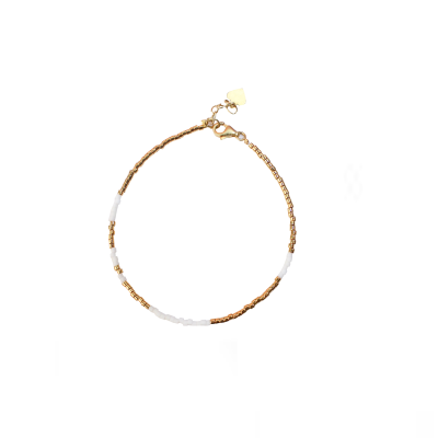 Humanity Hanoi White & 24K Gold Plated Bead Bracelet