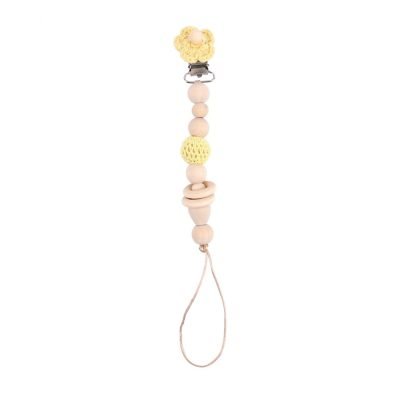 Children's Wool Flower Pacifier Holder in Lemon