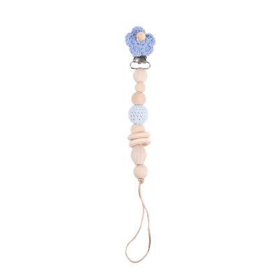 Children's Wool Flower Pacifier Holder in Blue