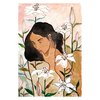 'Woman With Lily Flower' Print by Ly Vu