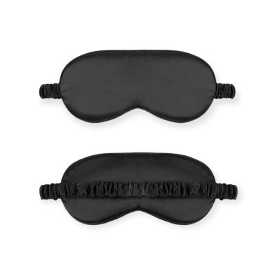 Silk Sleep Mask with Pouch in Black