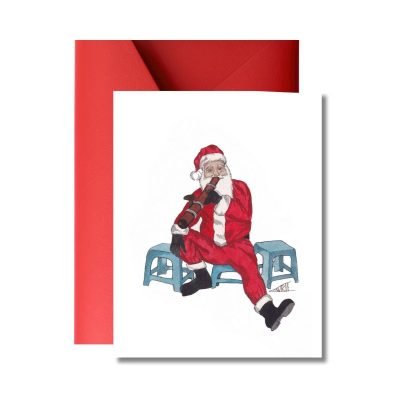 'Santa’s On Break' Christmas Card by Laurie Draws