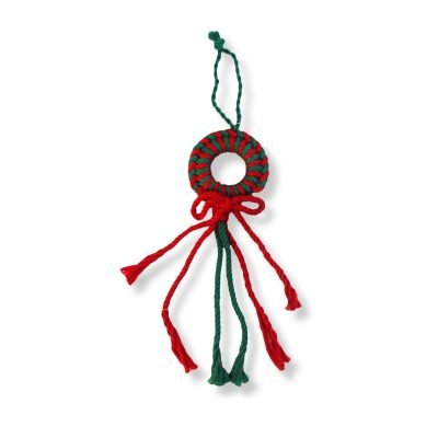 Christmas Ornament - Macrame Wreath in Red & Green