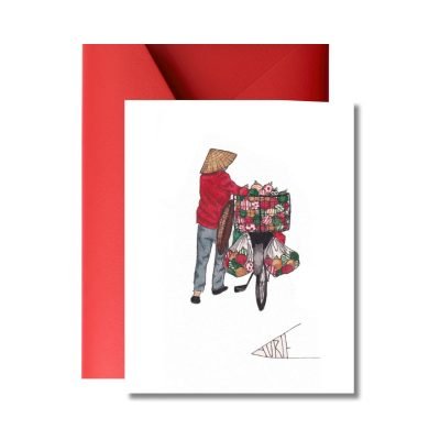 'Christmas Ornament Bike' Christmas Card by Laurie Draws