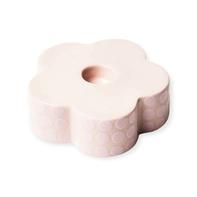Bat Trang Flower Ceramic Candle Holder In Pink
