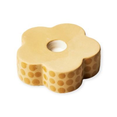 Bat Trang Flower Ceramic Candle Holder In Yellow