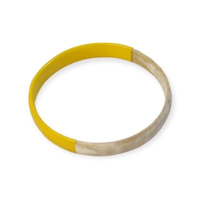 Aziet Saigon Buffalo Horn & Lacquer Small Flat Bracelet in Lemon
