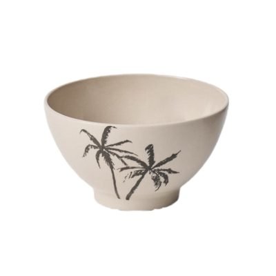 Bat Trang Ceramic Palm Tree Bowl in Ivory