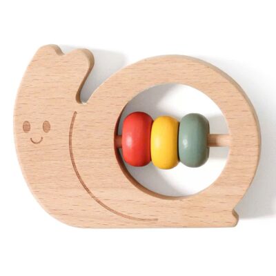Wooden Rattle - Snail With Colorful Rings