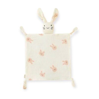 Bunny Muslin Comforter Blanket With Pink Bunny Pattern