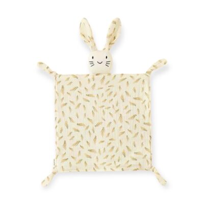 Bunny Muslin Comforter Blanket With Rice Leaves Pattern