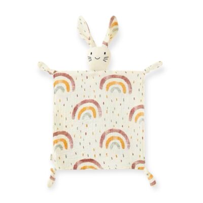 Bunny Muslin Comforter Blanket With Rainbow Pattern