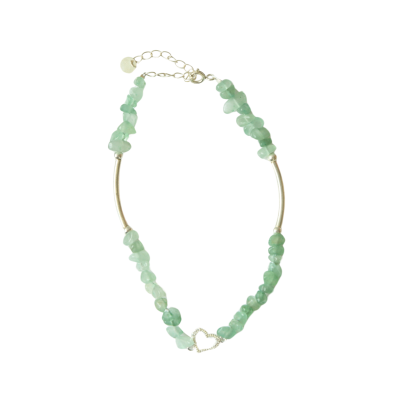 LeoLucky - Green Aventurine and Silver Heart Bracelet