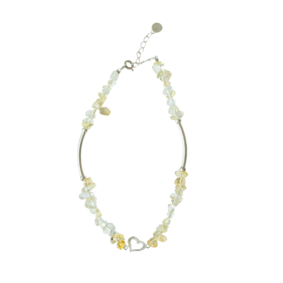 LeoLucky - Citrine and Silver Heart Bracelet