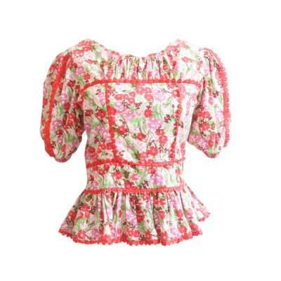 Humanity Hanoi Puffy Sleeves Top in Rust Floral