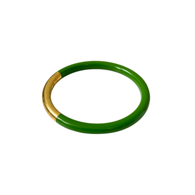 Aziet Saigon Buffalo Horn & Lacquer Round Bracelet in Green