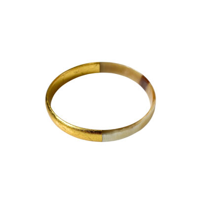 Aziet Saigon Buffalo Horn & Lacquer Small Flat Bracelet in Gold