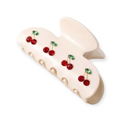 Cherry Hair Claw in White