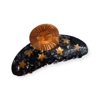 Hair Claw - Black and Orange Sun