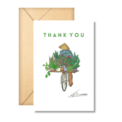 Laurie Draws - 'Plant bike' Thank You Card