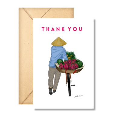 Laurie Draws - 'Dragon Fruit Bike' Thank You Card