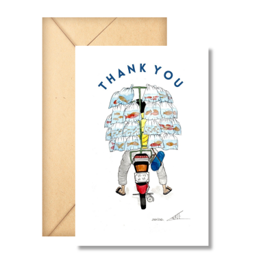 Laurie Draws - 'Fish Bike' Thank You Card