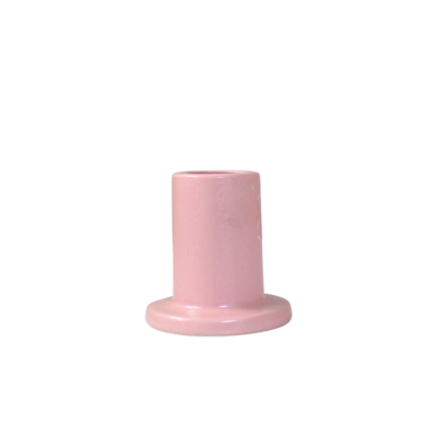 Short Ceramic Candle Holder In Pink
