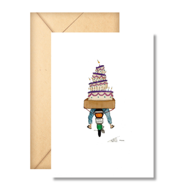 Laurie Draws 'Birthday Cake Bike' Birthday Card