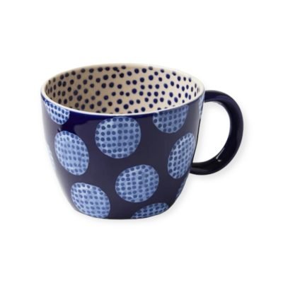 Bat Trang Ceramic Short Mug In Navy Circle