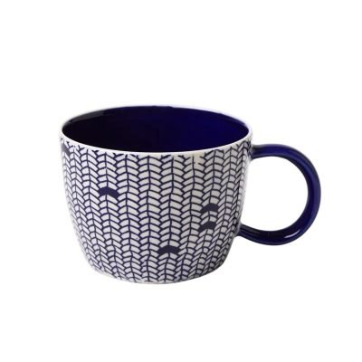 Bat Trang Ceramic Short Mug In Navy Weave