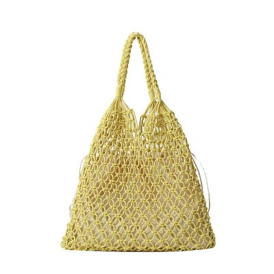 Cotton Macrame Market Tote Bag in Yellow