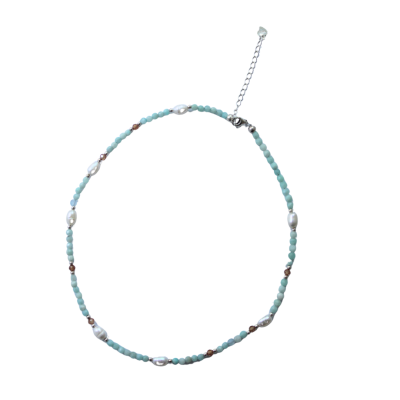 Miya - Colorful Necklace Tiny Aquamarine & Pearl