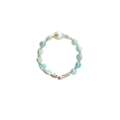 Miya - Amazonite & White Quartz Titan Bead Ring