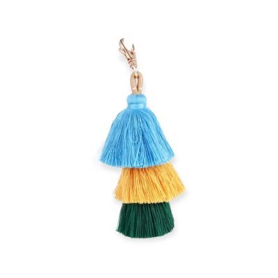 Handmade Tassel Charm in Blue, Yellow and Green