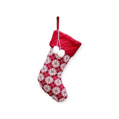 Wool Christmas Stocking in Red and White Snow
