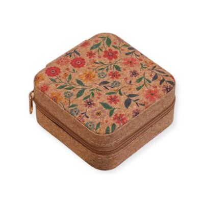 Vintage Cork Jewelry Box - Floral