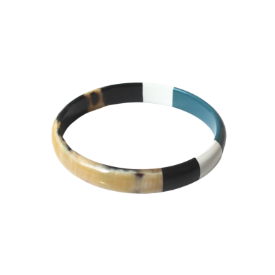 Aziet Saigon Buffalo Horn Flat Bracelet in Stripe Turquoise