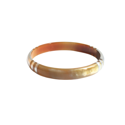 Aziet Saigon Buffalo Horn Flat Bracelet in Stripe Gold