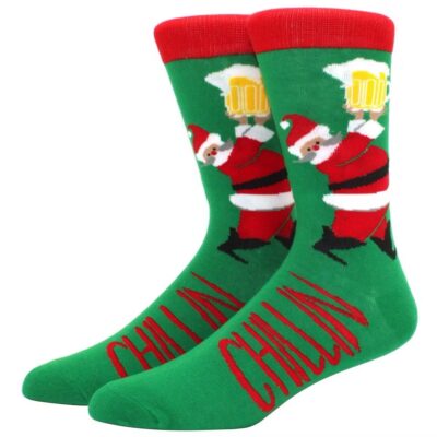 Christmas Socks - Santa Holding Beer