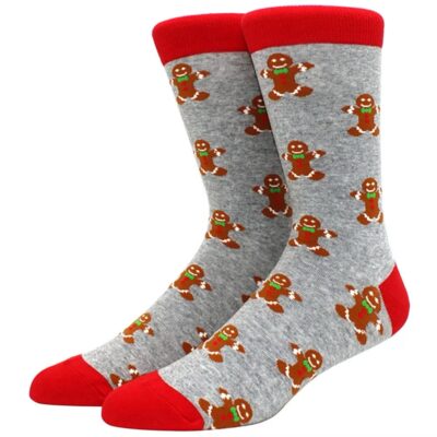 Christmas Socks - Gingerbread Man in Grey