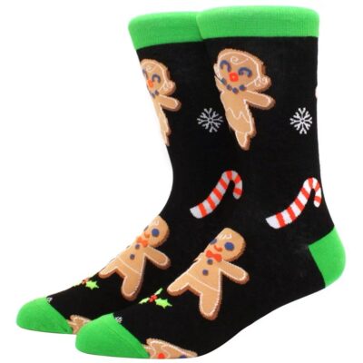 Christmas Socks - Gingerbread Man in Black