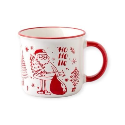 Christmas Short Mug - Santa Claus With Gifts In Red